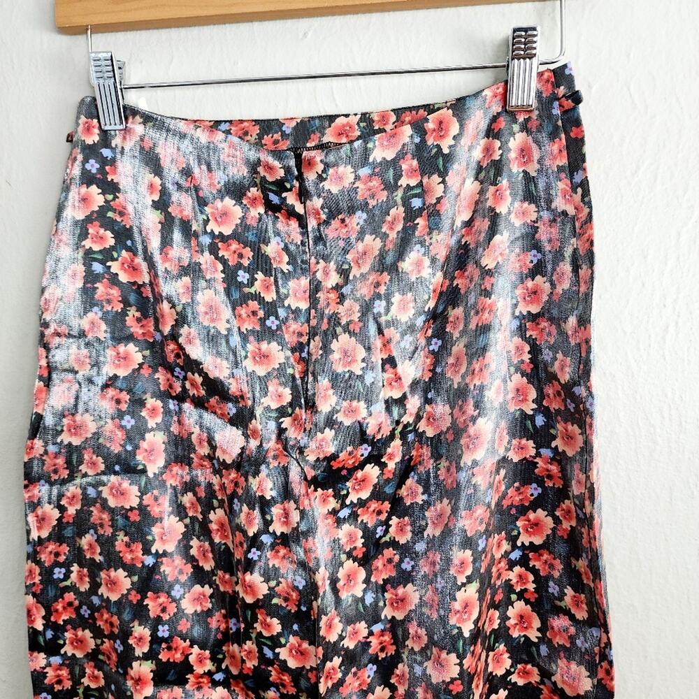 Rumer The Label Soraya Shimmer Floral High Slit Maxi Skirt Red Black M NWT - Picture 9 of 13